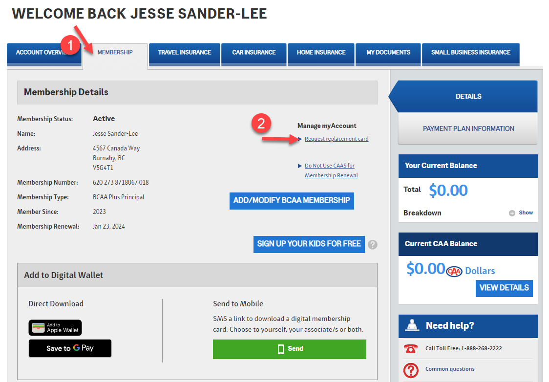 How can I get a replacement BCAA Membership card?